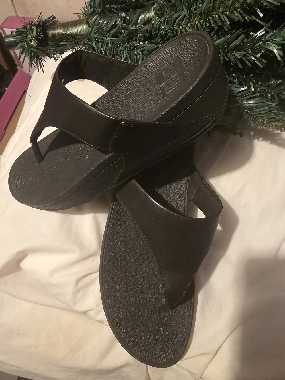 FitFlop Black Platform Thong Sandals